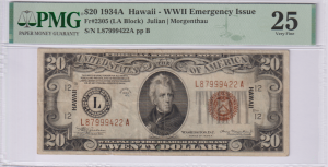Hawaje 20 Dolarów P-41 1934 PMG 25 