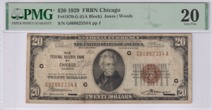 Stany zjednoczone 20 Dolarów P-397G Fr- 1890-G Chicago 1929 PMG 20 