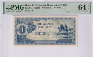 Oceania 1 Szyling P-2 1942 Okupacja japońska IIWW PMG 64