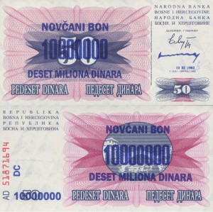 Bośnia i Hercegowina 10 000 000 Dinara P-36 10.XI.1993 UNC