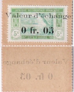 Wybrzeże Kości Słoniowej 0,05 Frank P-4 1920  stan I UNC