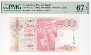 Seszele  100 rupii 1998 P-39 PMG 67 EPQ