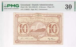 Grenlandia  10 Koron P-19b 1953 PMG 30