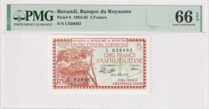 Burundi  5 franków P-8 1964 PMG 66