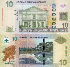 Suriname 10 Dolarów P-163 stan I UNC