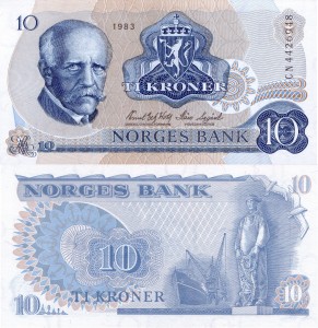 Norwegia 10 Kroner P-36 1983 UNC