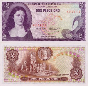 Kolumbia 2 Pesos P-413b 1977 aUNC