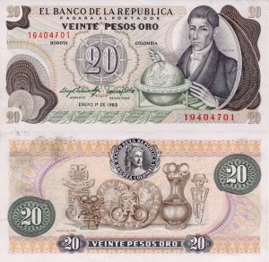 Kolumbia 2  Pesos P-409 1983 AU-UNC