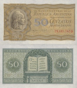 Argentyna 50 Centavos P-261 1951-56 stan I UNC