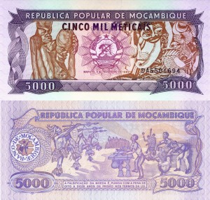 Mozambik 5000 Meticais P-133b 1989 UNC 