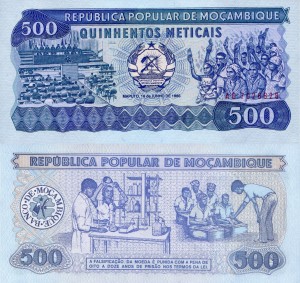 Mozambik 500 Meticais P-131 1986 aUNC 