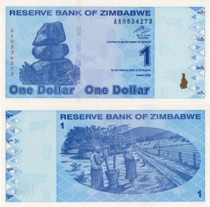Zimbabwe 1 Dollar P-92 2009 Stan I UNC 