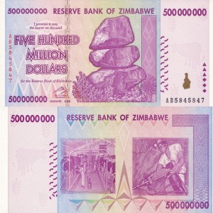 Zimbabwe 500 000 000 Dollars P-82 2008 Stan I UNC 