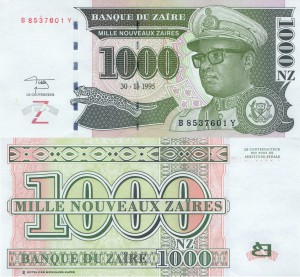 Zair 1000 Nouveau Zaire P-67  1995  Stan I Unc
