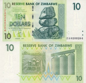 Zimbabwe 10 Dollars P-67 2007 Stan I UNC