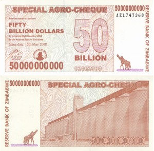 Zimbabwe 50 000 000 000 Dollars P-63 2008 Stan I UNC 