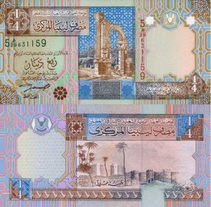 Libya 1/4 Dinar P-62 2002 UNC