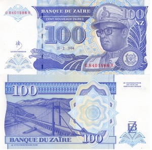 Zair 100 Nouveau Zaire  P-60 1994 Stan I Unc