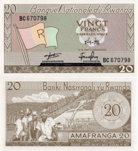 Rwanda 20 Francs P-6e 1976 UNC