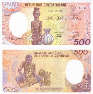 Republika Środkowoafrykańska 500 Francs 1987 p14  UNC