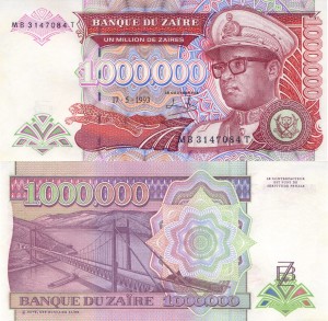 Zair 1 000 000 Zaires P-45 1993 Stan I Unc
