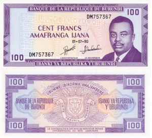 Burundi 100 Francs 1990 P29c UNC