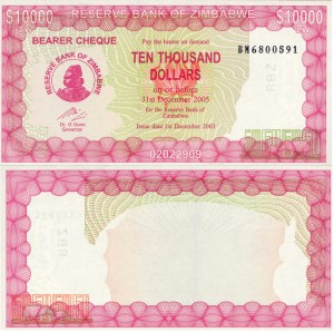 Zimbabwe 10000 Dollars P-22 2003 (2005) Stan I UNC