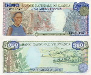 Rwanda 5000 Francs P-22 1988 UNC
