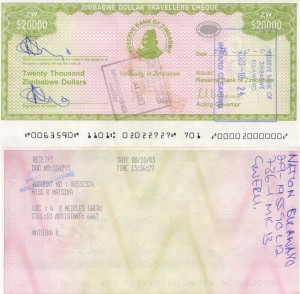 Zimbabwe 20000 Dollars P-18 2003 Stan AU-UNC