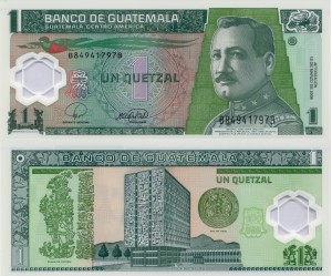 Gwatemala 1 Quetzal  P-115  2008 UNC Polimer