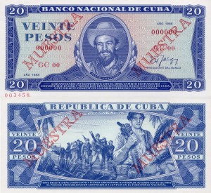 Kuba 20 Pesos P-105d  MUESTRA 1988 UNC