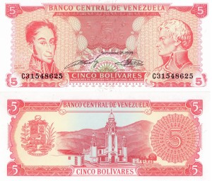 Wenezuela 5 Bolivares 1989 P-70  UNC