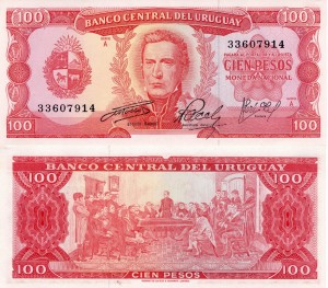 Urugwaj 100 Pesos P-47 1967 UNC