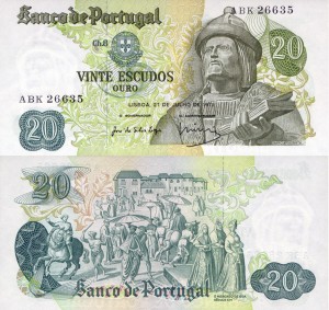 Portugalia 20 Escudos P-173 1971 UNC