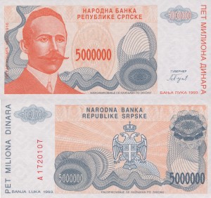 Bośnia i Hercegowina 5 000 000 Dinara P-153 1993 UNC
