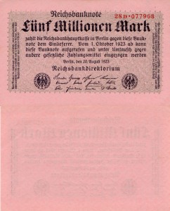Niemcy 5 000 000  Mark 1923 P-105 Stan I UNC 