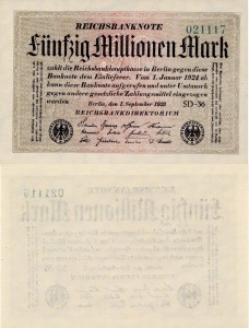Niemcy 50 000 000  Mark 1923 P-109 Stan I UNC 