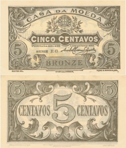 Portugalia 5 Centavos P-99 1918 UNC