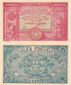 Portugalia 5 Centavos P-98 1918 UNC