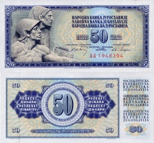 Jugosławia 50 Dinara P-83 1968 UNC