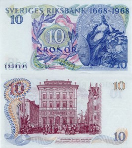 Szwecja 10 Kronor P-56 1968 aUNC