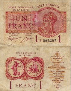 Saar 1 Frank P2 stan V  rzadki 