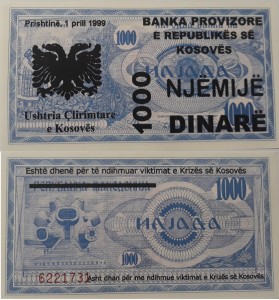 Kosowo 1000 Dinare 1999 P-NL  Stan I Unc 