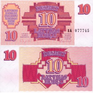 Łotwa 10 Rubli P-38 1992 UNC