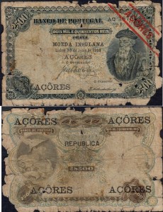 Azory 2 1/2 Mil Reis 1909  P-8b  G