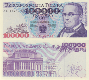 Polska 100 000 złotych P-160 1993 Stan I UNC 