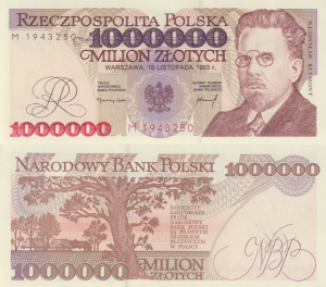 Polska 1 000 000 złotych P-162 1993 Stan I UNC 