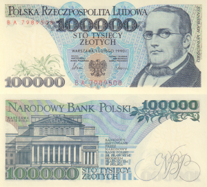 Polska 100 000 złotych  P-154 1990 stan I UNC