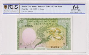 Wietnam Południowy 5 Dong P-2 1955 PCGS64