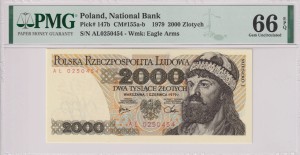 Polska 2000 złotych P- 147b 1979 PMG 66